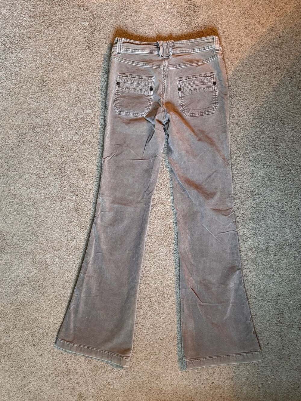 Boho Y2K Low Rise Flare Pants Indie Cargo Pocket Desert Vintage Festival Core - Picture 6 of 8